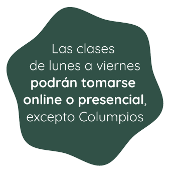 Las clases de lunes a viernes podrán tomarse online o presencial, excepto Columpios